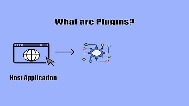 Plugin System Illustration on Purple Background &ndash; API Integration and Software Extension Concept