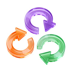 Fototapeta premium [Transparent Background PNG]Three Colorful Circular Arrows with Arrows