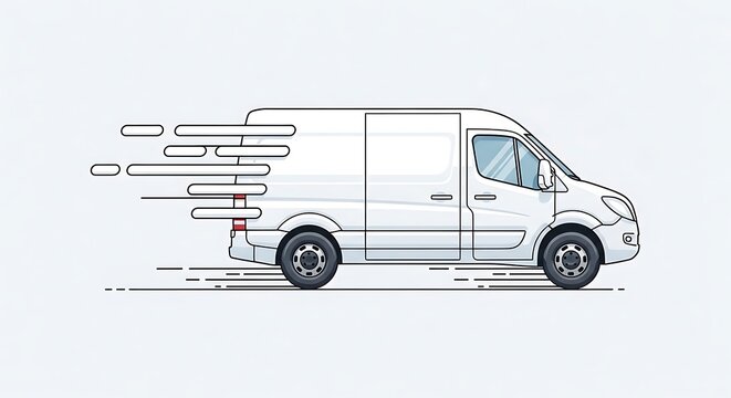 A van is shown speeding down the road