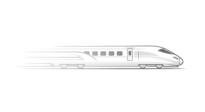 A white bullet train traveling at high speed