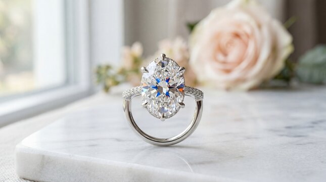 High-End Diamond Halo Wedding Ring Macro Photography।