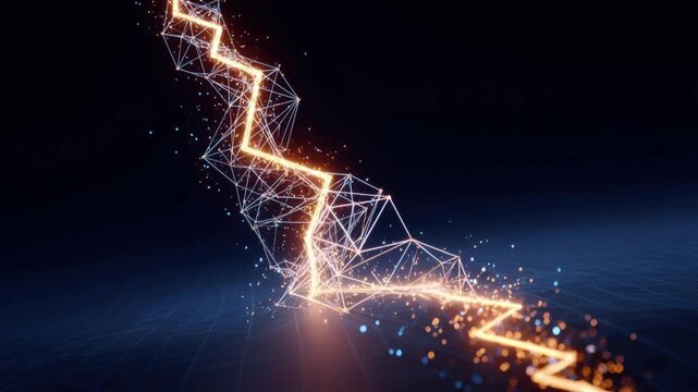 Illuminating the digital frontier, this graphic features a vibrant lightning bolt cutting through a network of interconnected nodes. ..Created with Generative AI, not depicting real subjects.