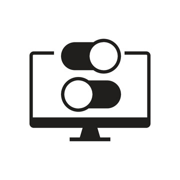 Multiple toggles icon on solid computer monitor screen