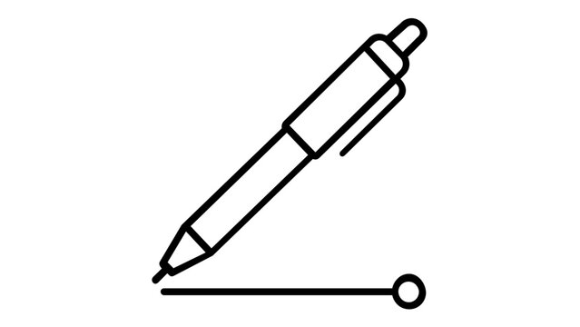 Minimalist black line vector icon of a ballpoint pen or mechanical pencil, isolated on white background. Simple flat illustration for business, education, writing, and office supplies design.