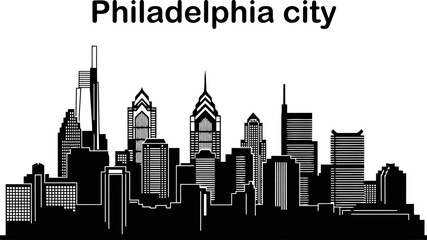 Fototapeta premium Philadelphia city skyline silhouette, recognizable skyscrapers including Liberty Place.