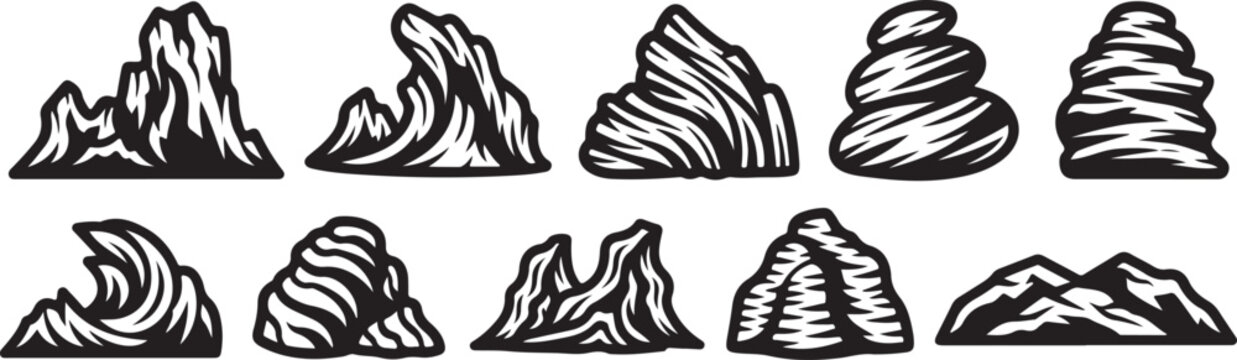 A collection of black and white zebra stripe pattern illustrations Vector