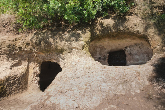 Domus de Janas (Fairy Houses) at  Ispiluncas Necropolis (Pre-Nuragic Burial Area), in Sedilo, Sardinia, Italy