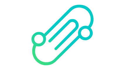 Obraz premium Minimalist green gradient skateboard vector icon illustration. Clean flat line art design of a skate board for sports, urban lifestyle, and outdoor activity graphics, scalable AI-generated.