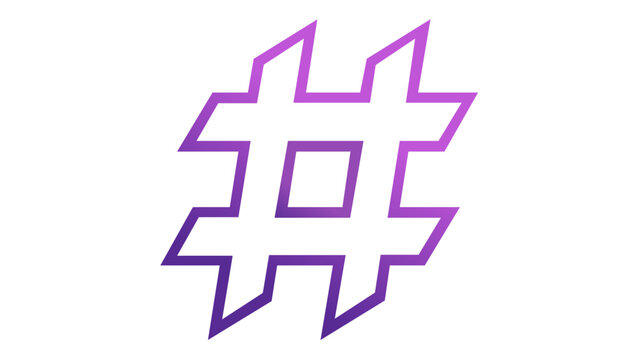 Modern Purple Gradient Hashtag Vector Icon Illustration for Social Media Marketing, Digital Communication, and Trending Topics. Minimalist Scalable Graphic Design Element for Web and App UI.