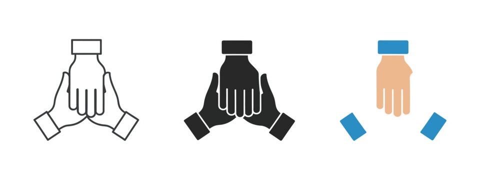 Teamwork collaboration hands together icon unity support cooperation corporate business partnership community vector illustration design