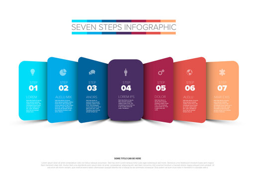 Colorful Seven Steps Horizontal Infographic Template