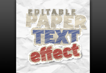 RTealistic Editable Paper Text Effect Graphic with Torn Edge and Crumpled Texture
