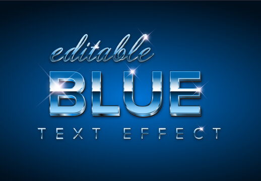 Metallic Blue Editable Text Effect Template