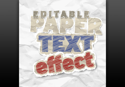 RTealistic Editable Paper Text Effect Graphic with Torn Edge and Crumpled Texture