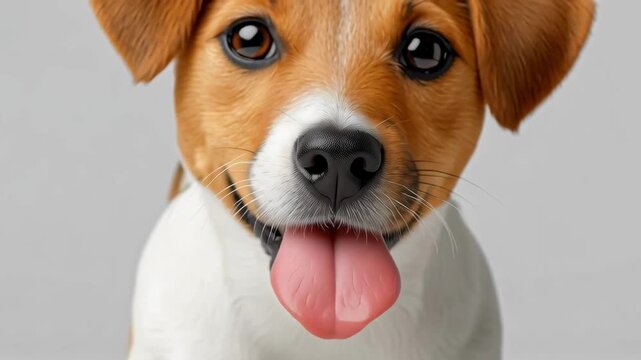 Curious jack russell terrier puppy walking forward