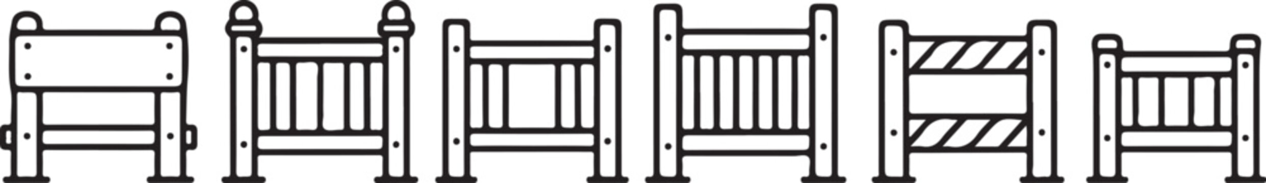 A series of detailed technical drawings showing different types of furniture and structures Vector