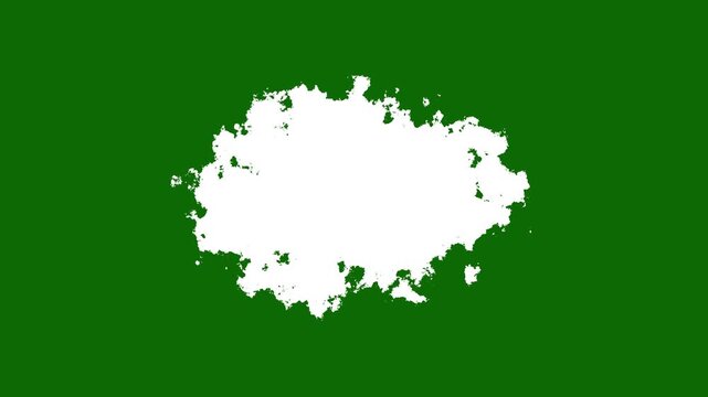 Transitions of white expanding paint stains on green screen Grunge Ink spreads and fills the screen. white ink splat screen. white watercolor ink leak drops transition paint.