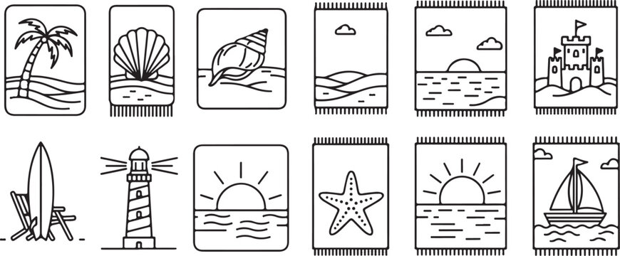 Cacti and architectural elements in simple black and white line drawings Vector