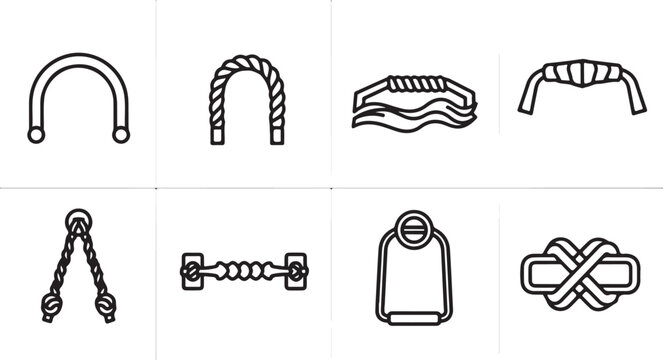 Common types of knots and splicing techniques illustrated Vector