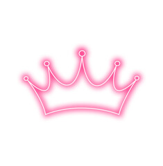 pink glowing crown outline on light background. Luxury neon line art tiara symbol illustration for royal, beauty and premium branding design © Nawmi
