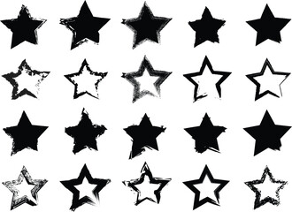 Obraz premium A collection of black and white star shapes on a white background