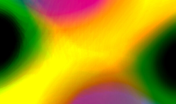 High-contrast vibrant abstract gradient background with saturated yellow diagonal flow, magenta circular orb, and deep green to black vignetting with visible digital noise texture