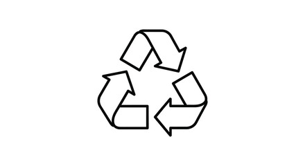 Obraz premium A black and white outline of the universal recycling symbol composed of three chasing arrows silhouette high quality professional detailed modern