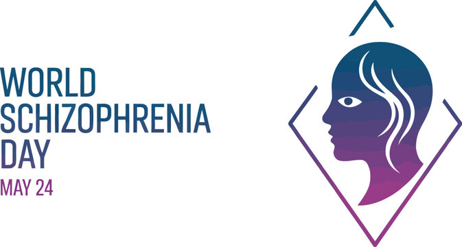 Purple ribbon and text for schizophrenia day may 24