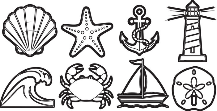 Collection of vintage and antique objects including tools and instruments Vector