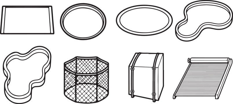 Collection of basic geometric shapes and objects in outline form Vector