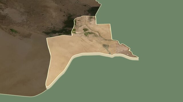 Al-Basrah Governorate (Basra), Iraq - extrusion on map.