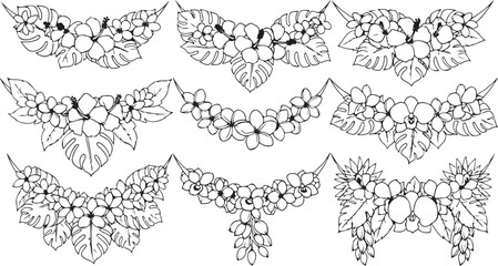 Obraz premium Intricate line drawings showcasing a variety of abstract floral and organic motifs Vector