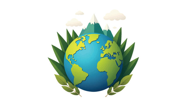 Eco friendly globe icon, green earth symbol, environmental conservation logo, sustainable planet vector