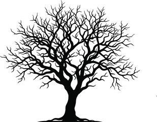 Fototapeta premium Two bare trees vector illustration on white background, flat design