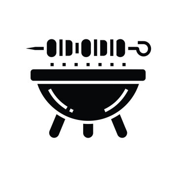 Minimalist black line icon of a professional police tonfa baton for law enforcement and security defense concepts