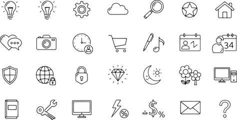 Fototapeta premium Collection of various line icons.