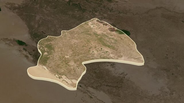 Al-Qadisiyah Governorate, Iraq - extrusion on map.