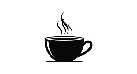 Obraz premium A minimalist depiction of a black coffee cup with rising steam presented as a striking silhouette high quality professional detailed modern