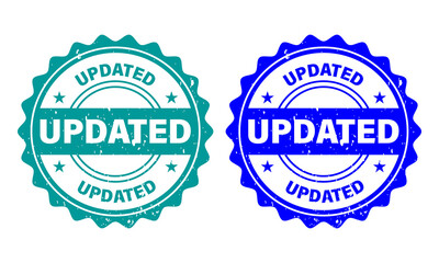 Obraz premium Updated Text Circular Rubber Stamp Badge for Business Label Design, updated, updated text, circular stamp, rubber stamp