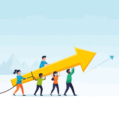 Obraz premium Team Effort Elevates Growth Arrow Toward Success And Future Goals
