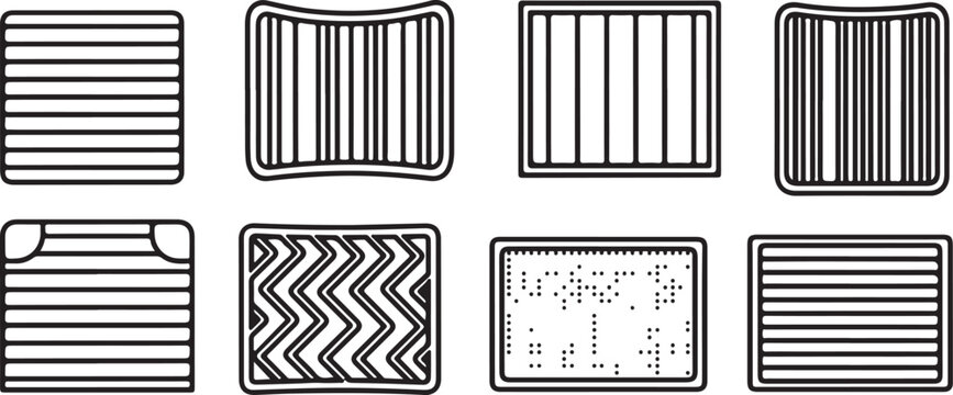 Diagram of various window styles with different grid patterns and designs Vector