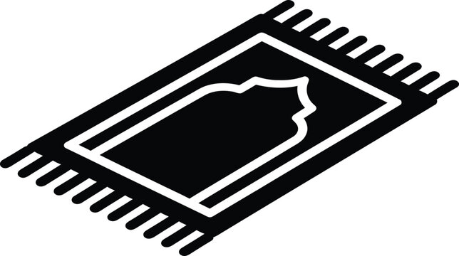 Silhouette of an isometric Islamic prayer rug for religious worship vector illustration