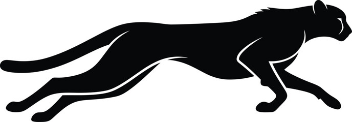 Silhouette running cheetah wild animal elegant predator speed dynamic vector illustration © FB Creative