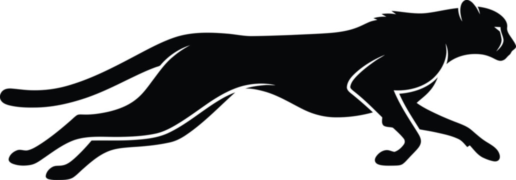 Silhouette running cheetah wild animal elegant predator speed dynamic vector illustration