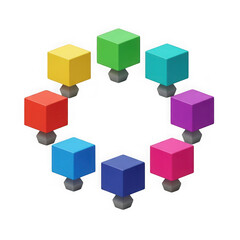 Obraz premium Colorful geometric cubes arranged in a circular formation with rounded connectors