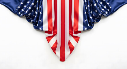 Obraz premium Draped american flag fabric with stars and stripes isolated on white background
