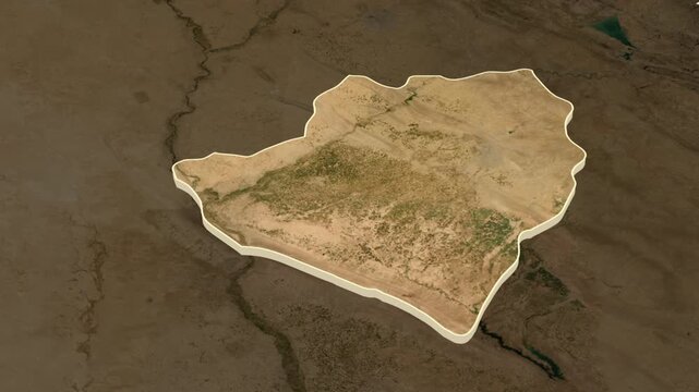 Kirkuk Governorate (At-Tamim), Iraq - extrusion on map.