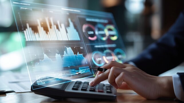 Gesch&auml;ftsmann analysiert Risikomanagement-Diagramme auf Laptop