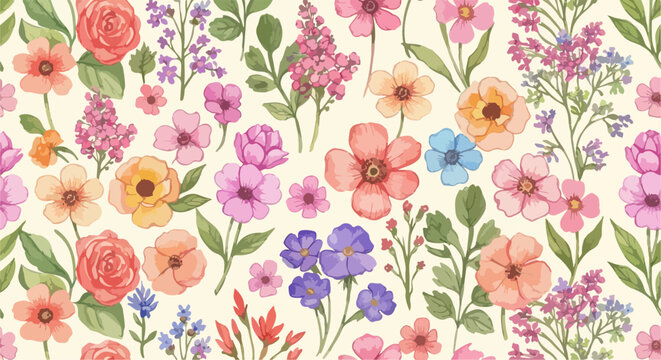 0909432558Playful floral pattern filled with lively blossoms and organic shapes