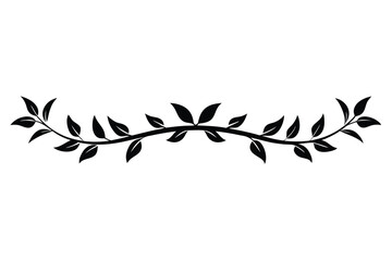 Obraz premium leafy vine divider line element silhouette line art vector illustration with a white background